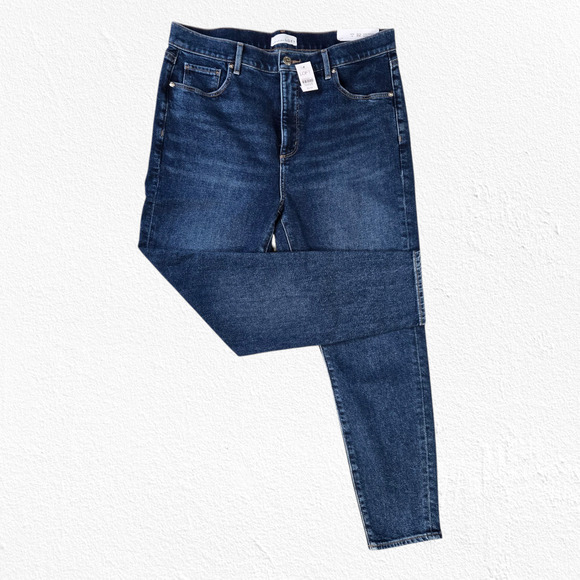 LOFT Dark Wash Classic High Waisted Stretch Classic Ankle Skinny Jeans Size 32 - Picture 1 of 9